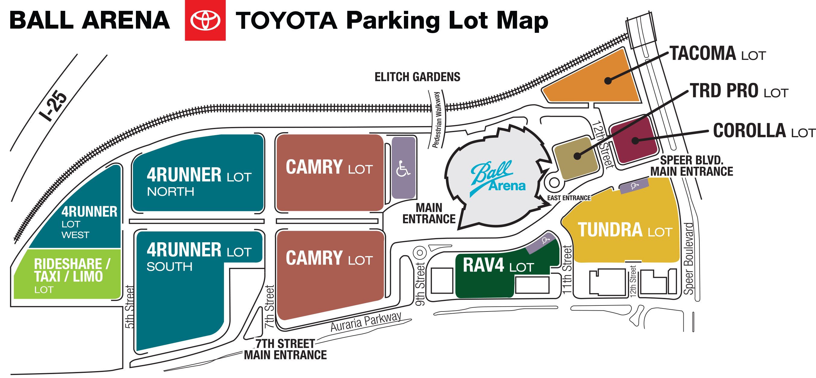 Ball Arena Parking map