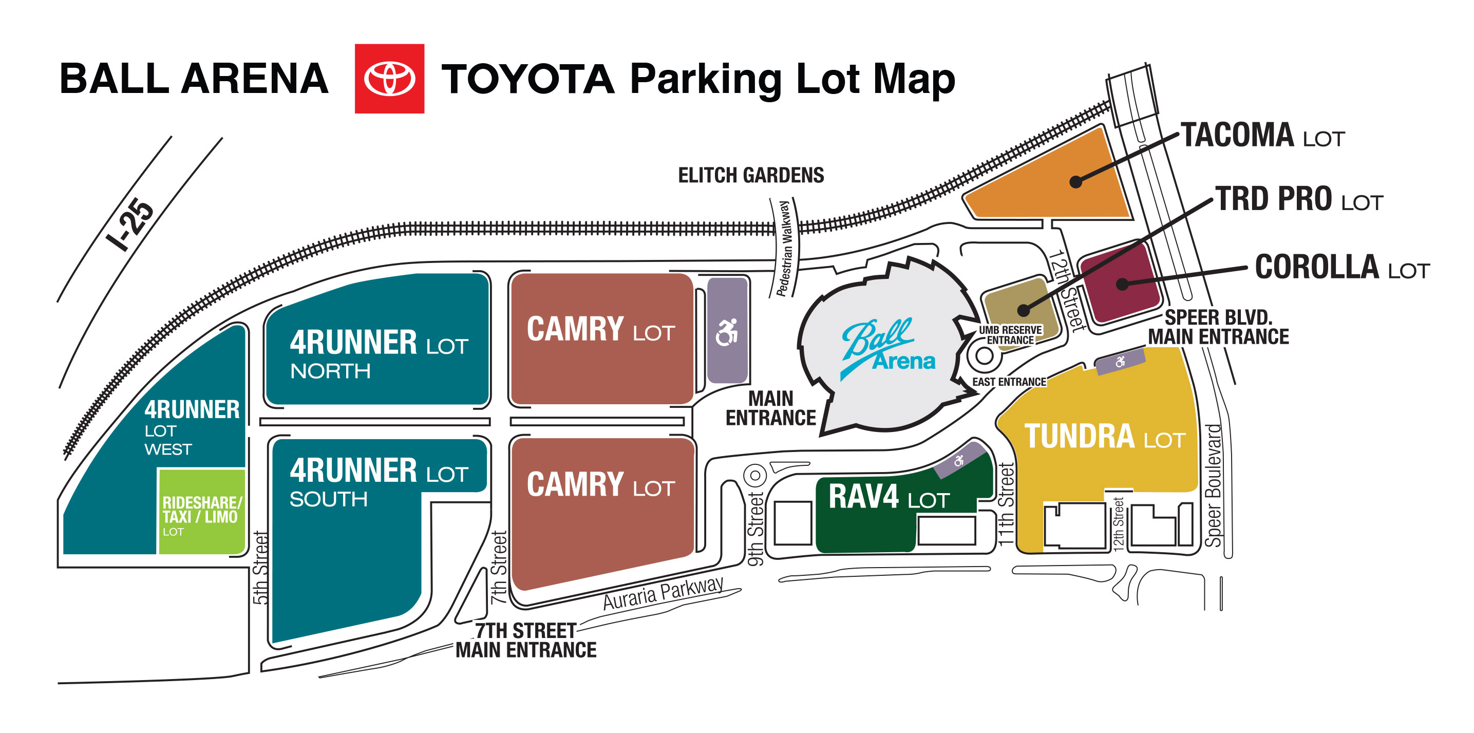 Ball Arena Parking map