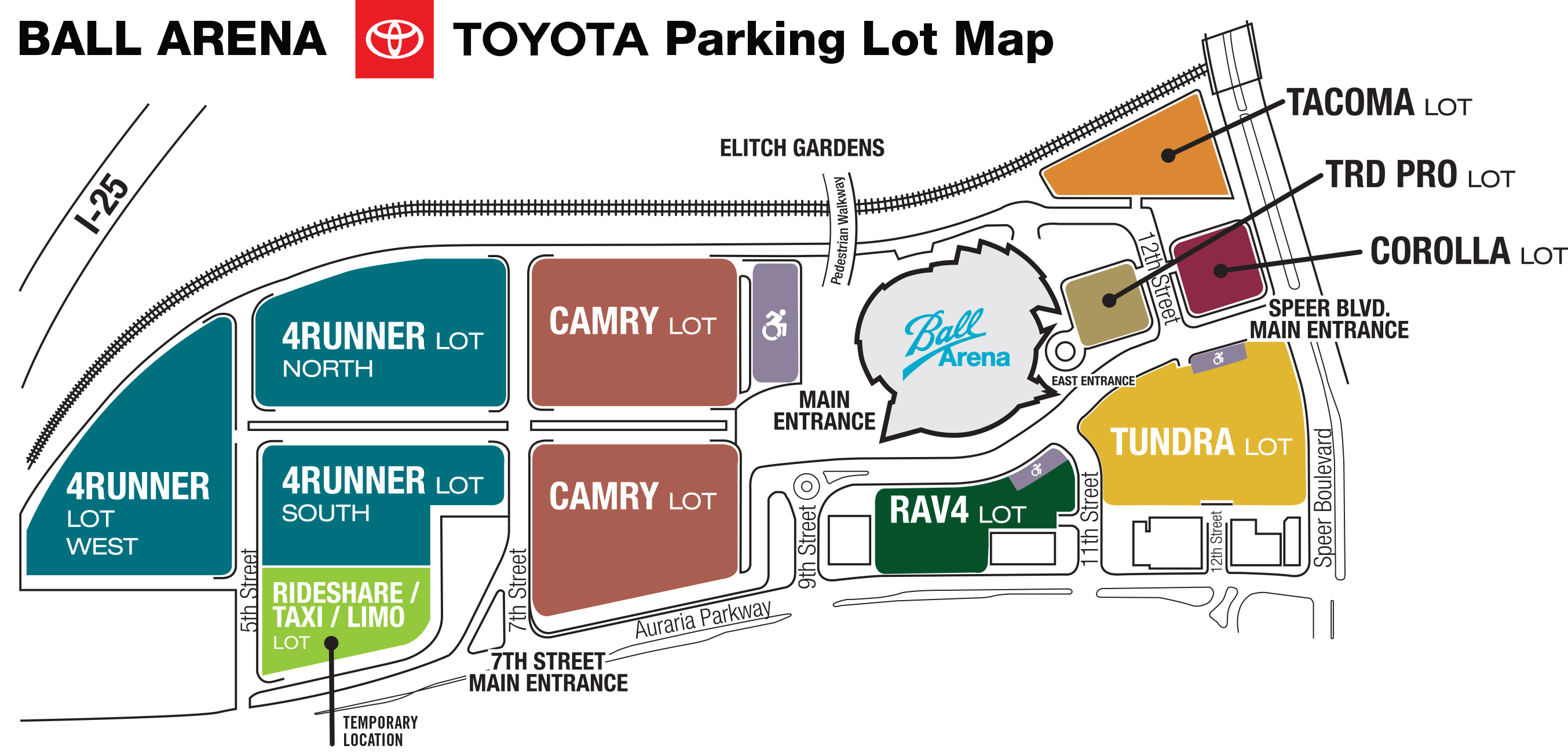 Ball Arena Parking map